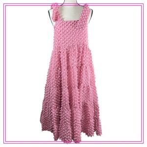 Sister Jane Bando Women's XS Pink‎ Textured Midi Dress Tiered Sleeveless